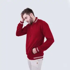 Jaket varsity baseball merah